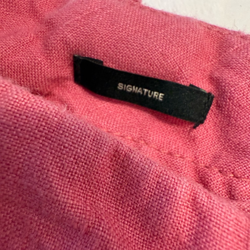 Talbots Petites preppy cropped linen pants dark pink zip button pockets SZ 14P - Picture 4 of 9